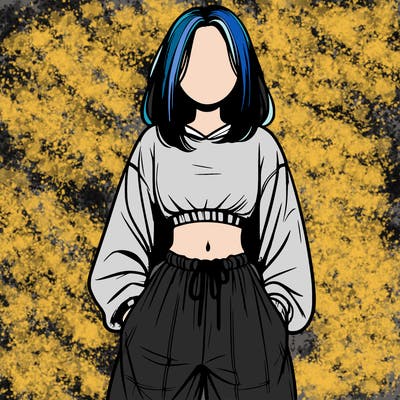realistic girl faceless with baggy pants and a crop top