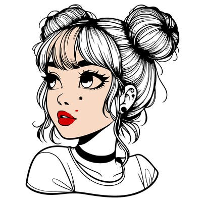realistic girl with spacebuns
