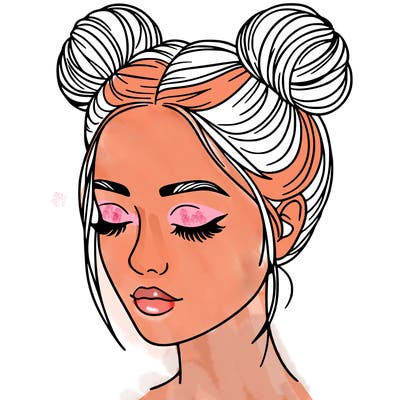 woman with hair buns