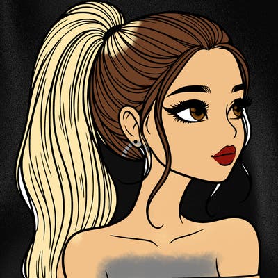 a beautiful and realistic girl with a high pony tail