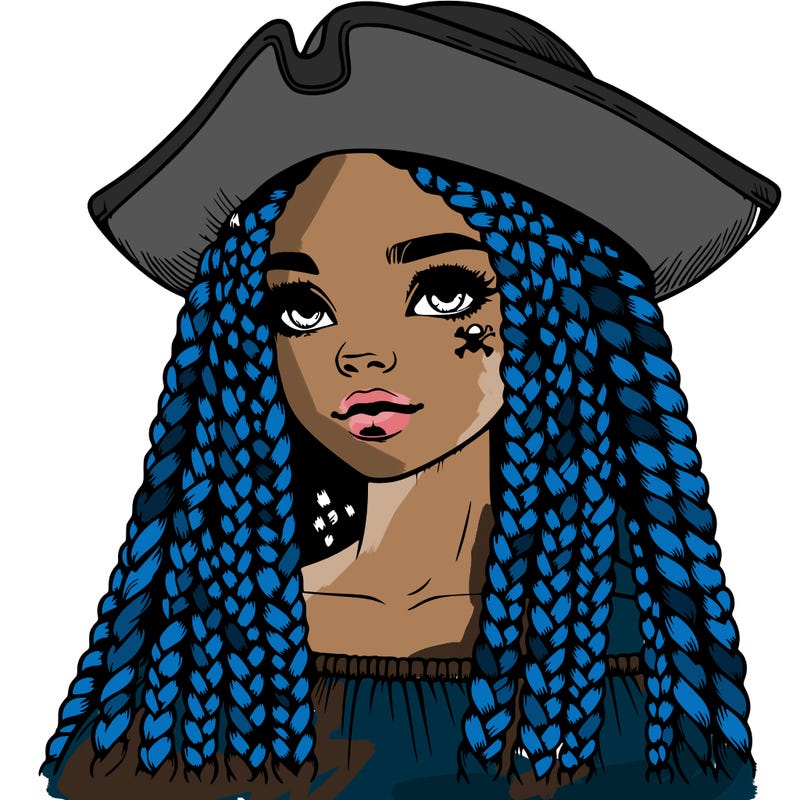 realistic girl with box braids and i realistic pirate hat
