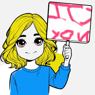 realistic girl holding up a sign