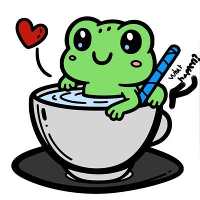 cute frog in a tea cup