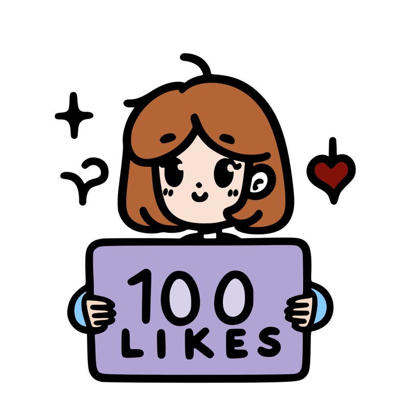a girl with a sign that says 100 likees
