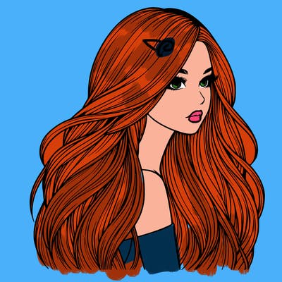 realistic girl with long realistic hair