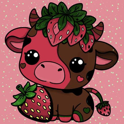 cute strawberry cow