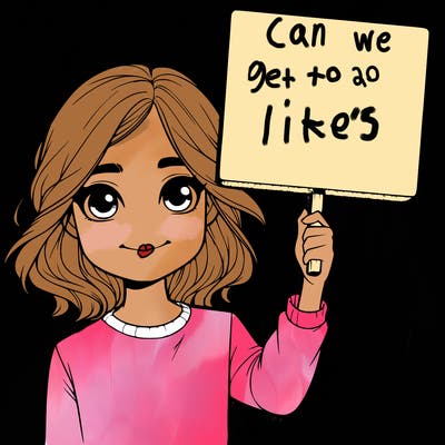 realistic girl holding up a sign