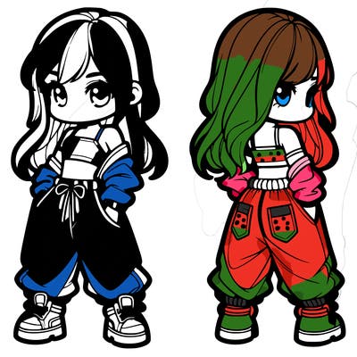 girl in crop top and baggy pants