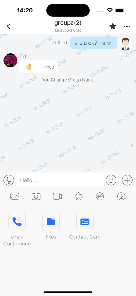 ZenChatIM encrypted messaging interface showing privacy features and group chat options.