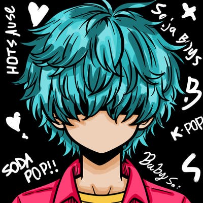 manga boy fluffy hair covering his eyes