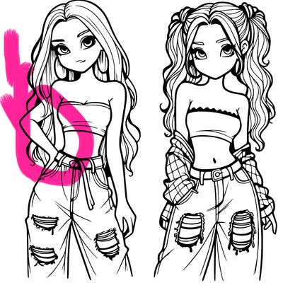 2 girls in crop tops and baggy jeans ripped