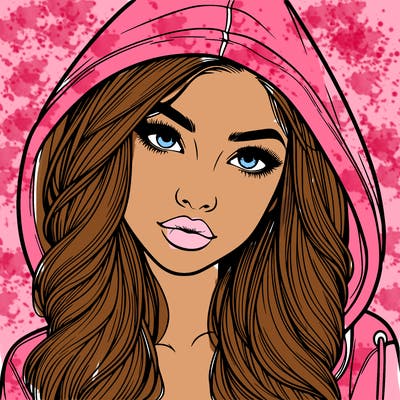 realistic beautiful girl with a hood on