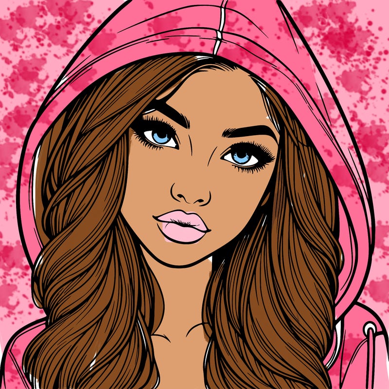 realistic beautiful girl with a hood on