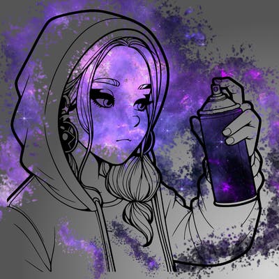 a realistic girl, spray painting