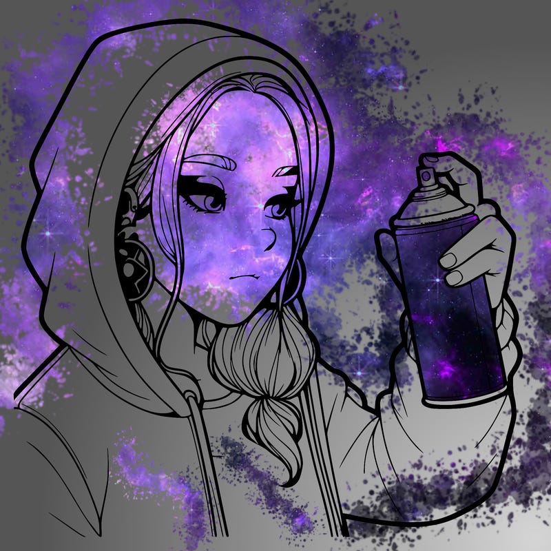 a realistic girl, spray painting