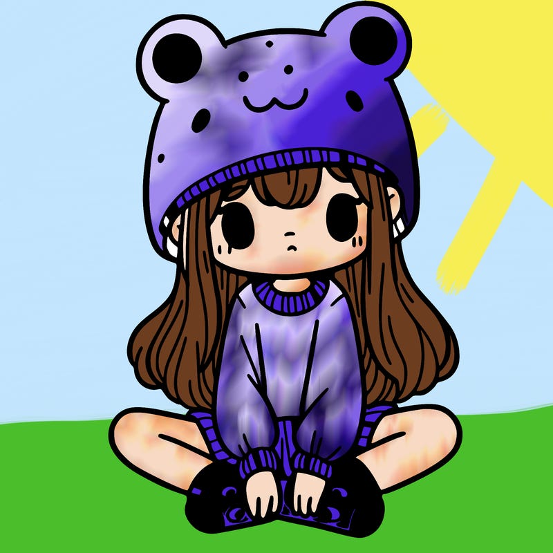 a girl wearing a frog hat and some frog socks