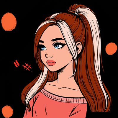 realistic girl with a high ponytail