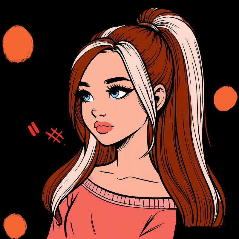 realistic girl with a high ponytail