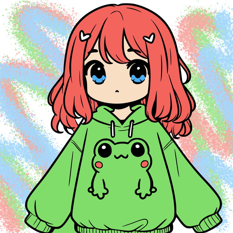 girl wearing frogging sweatshirt