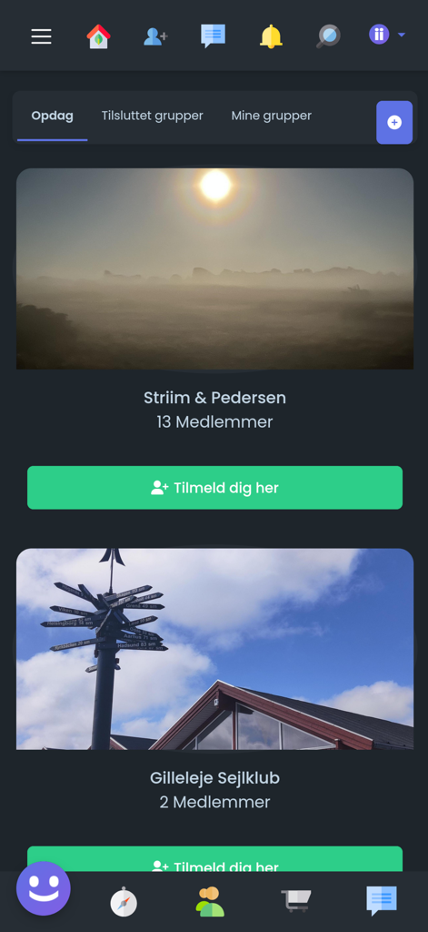 SOCii - Screenshot of the SOCii app showing a discovery feed with local community groups to join