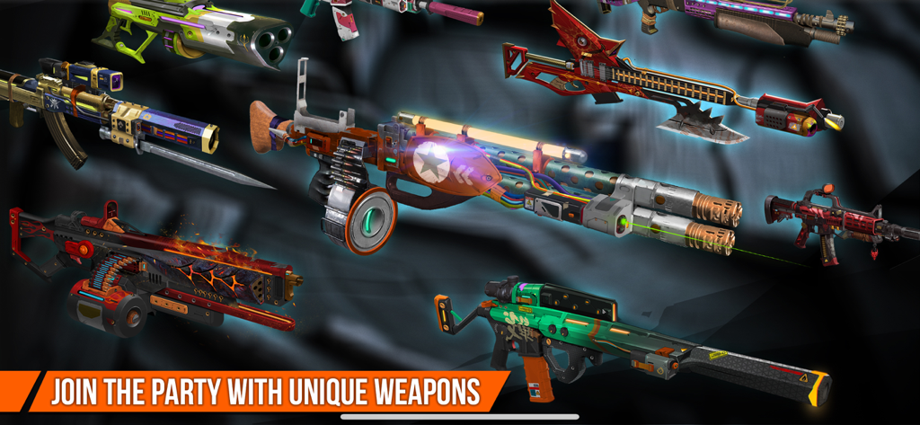 A collection of unique and customized futuristic weapons in Zombie Hunter Offline Games