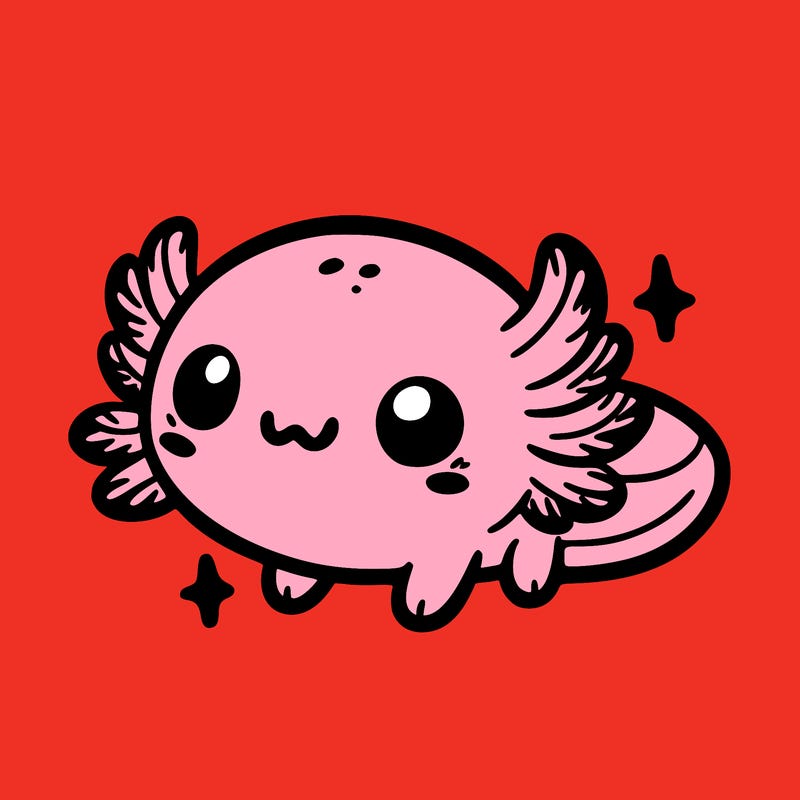 cute easy baby axolotl