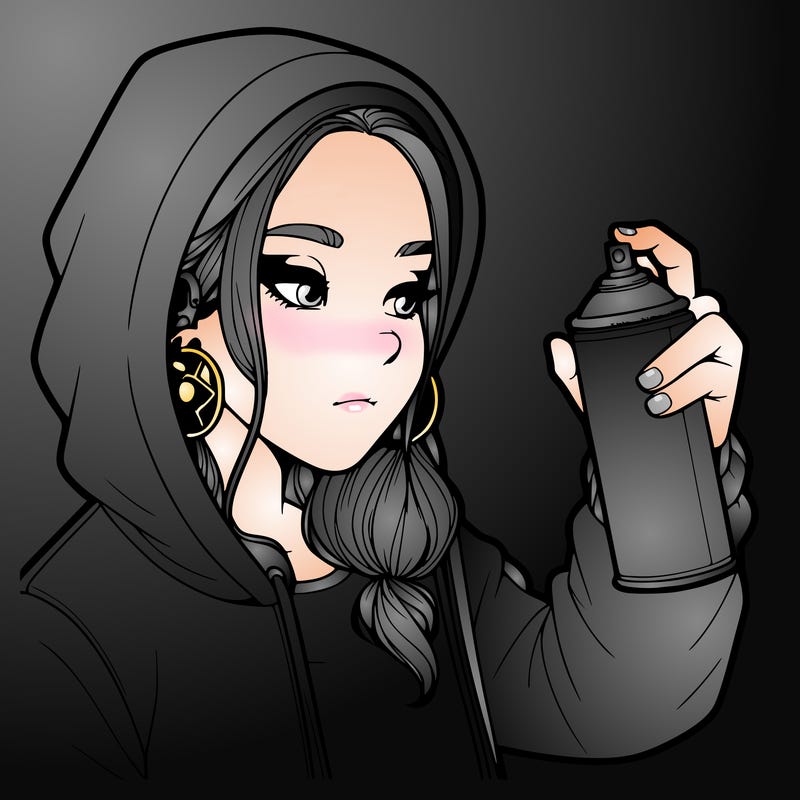 a realistic girl, spray painting