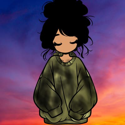 girl with baggy sweatshirt and messy bun