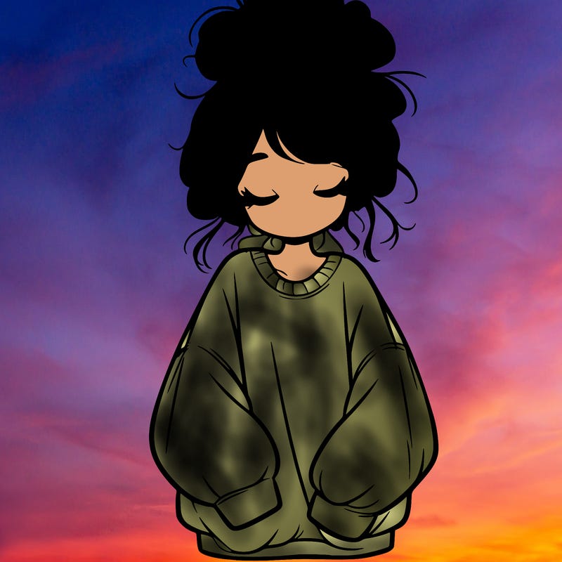 girl with baggy sweatshirt and messy bun