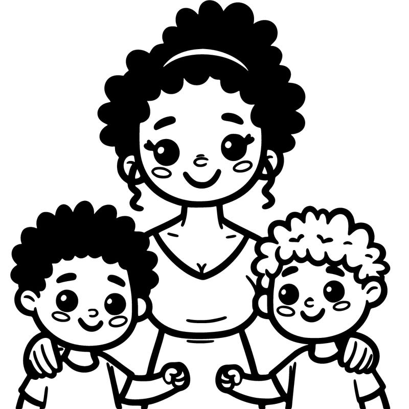 a black mom with 2 kids