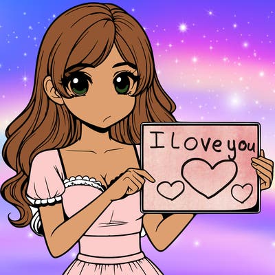 realistic pretty girl holding blank sign