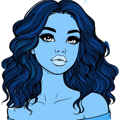 realistic girl with wavy hair and lips