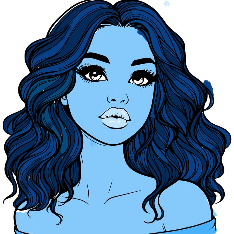 realistic girl with wavy hair and lips