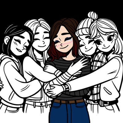 4 teenage girls hugging
