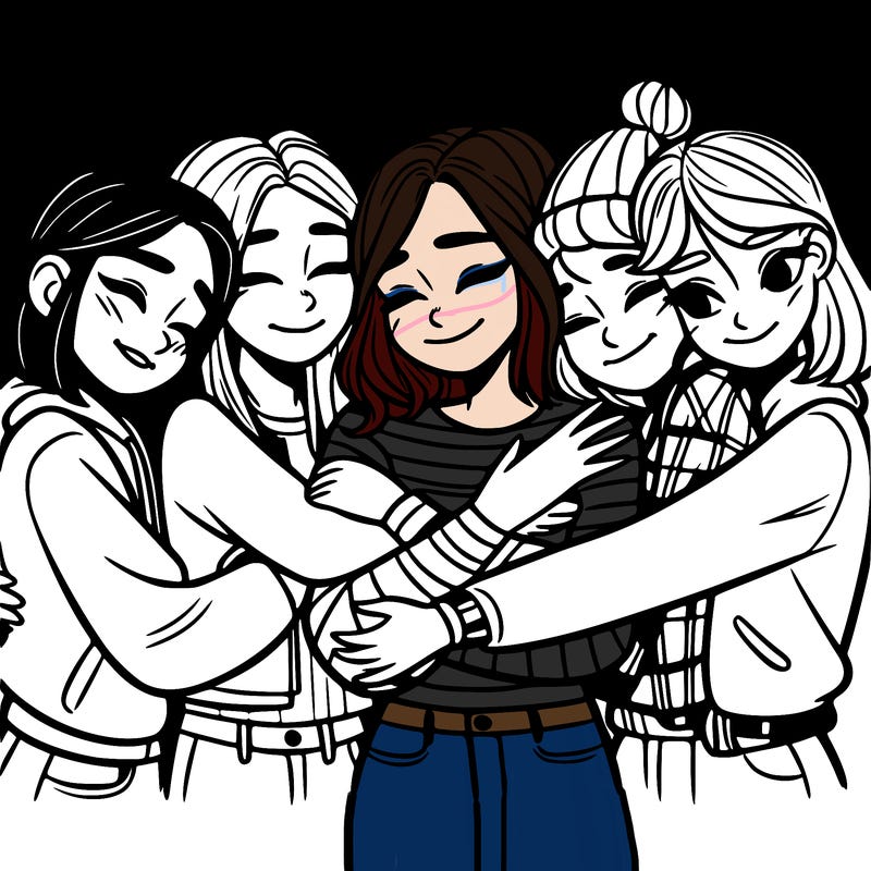 4 teenage girls hugging