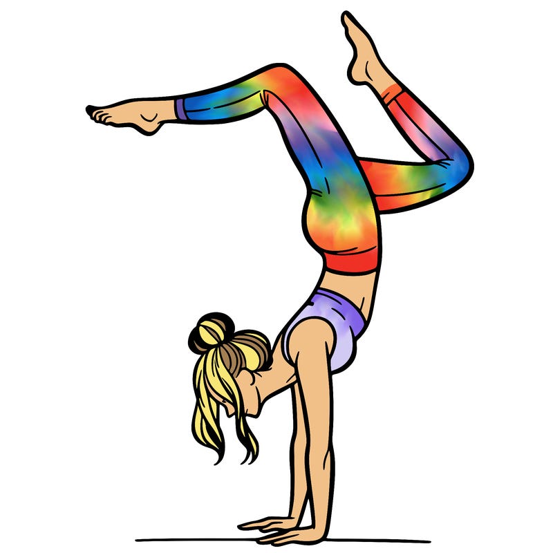 a woman doing a handstand