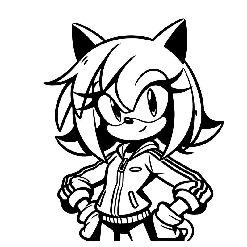 female sonic character with sports jacket, and bangs