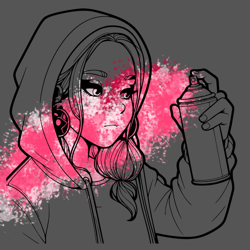 a realistic girl, spray painting
