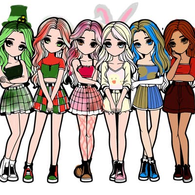 a group of girls realistic