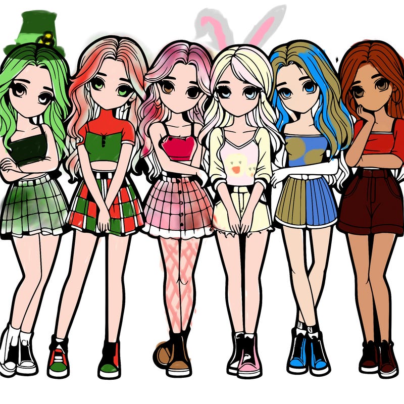 a group of girls realistic