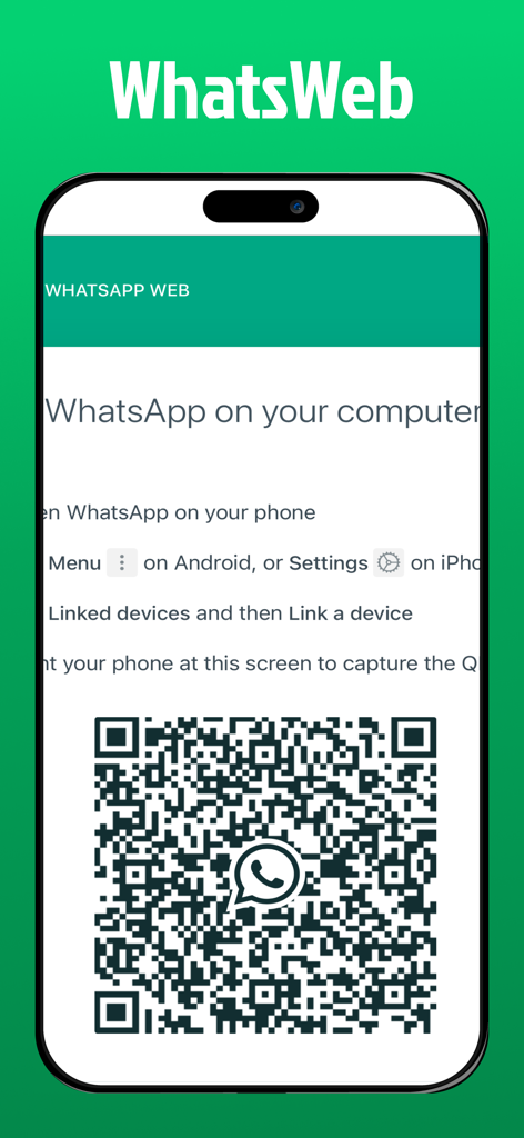 Messanger Duo For WA Chat 2025 - Interfaz de Messenger Duo que muestra un código QR para vincular una cuenta de WhatsApp