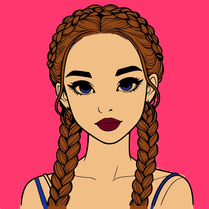 realistic girl with braids