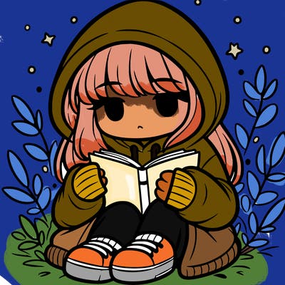 girl in oversized hoodie reading a book