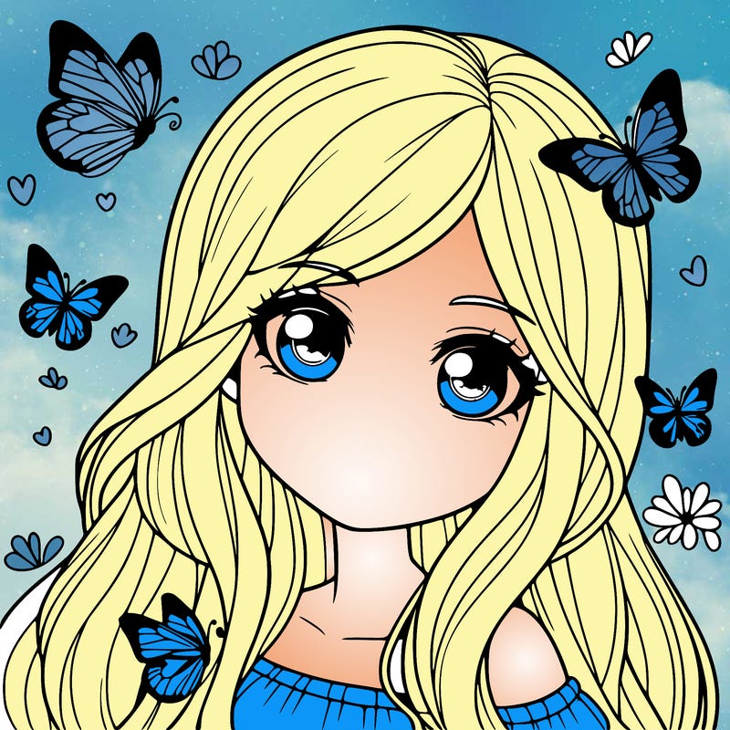 realistic girl with butterflies around her
