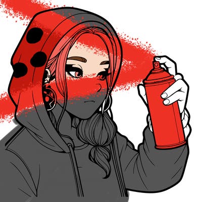 a realistic girl, spray painting