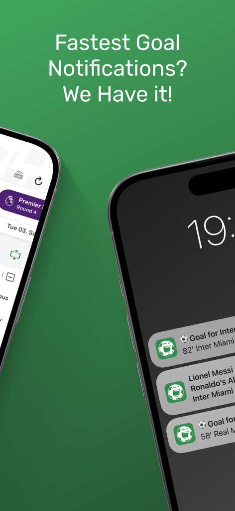 TorAlarm Live Scores - Smartphone-Bildschirm mit TorAlarm Live-Torbenachrichtigungen für Fußballspiele