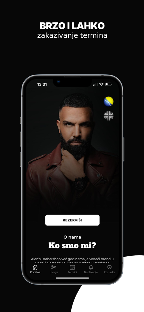 Alen's Barbershop - Alens Barbershop mobile app home screen featuring a book now button and professional grooming image