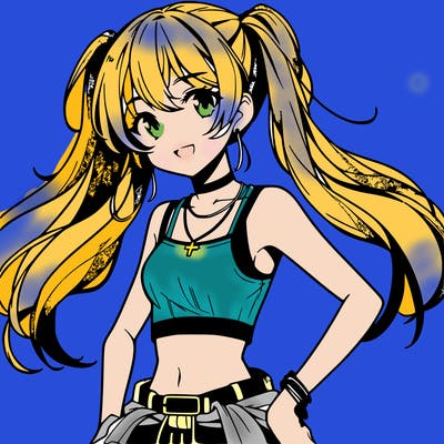 anime girl wearing crop top