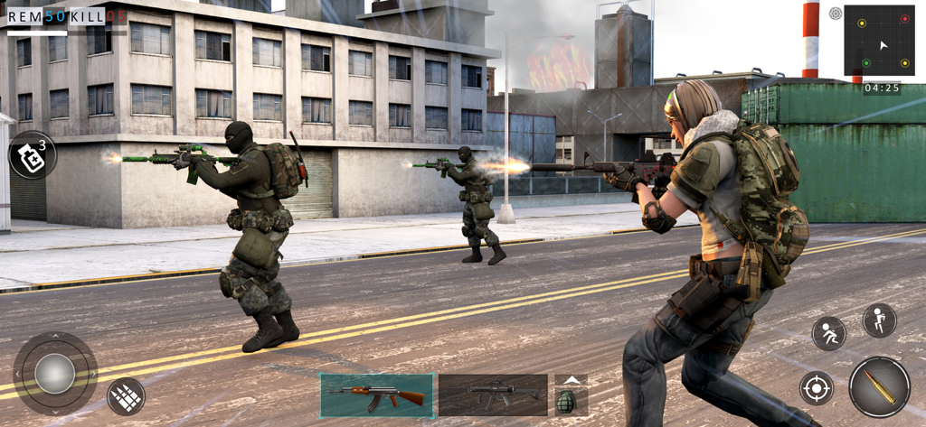 FPS Kuboom Counter Strike 3D - Soldiers in tactical gear engaging in combat in an urban setting from FPS Kuboom Counter Strike 3D.