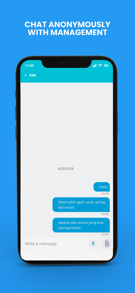 WOVO - An anonymous chat screen in the WOVO app used by employees to communicate with company management